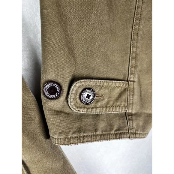 Lands End Mens Canvas XL Barn Coat Corduroy Collar Button Front Brown Tan Lined - Picture 11 of 16